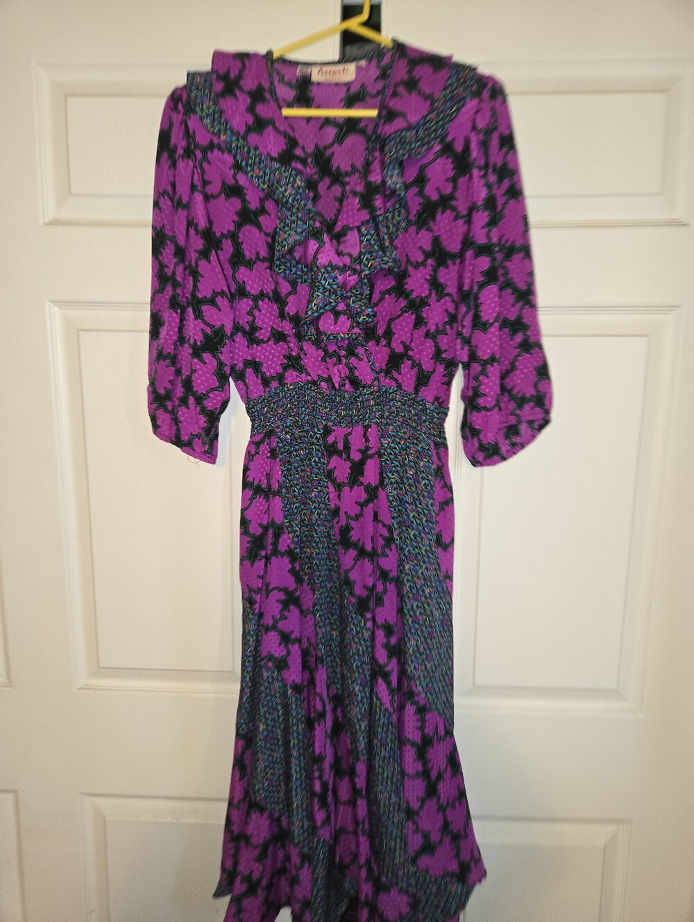 1980s SUSAN FREIS Floral Godet Georgette Dress Midi Medium Nwot